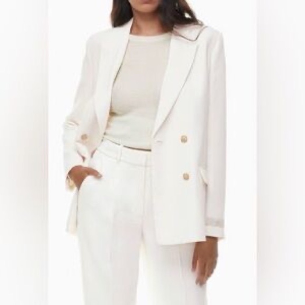 Aritzia Wilfred Destiny Blazer Double-Breasted Cream Blazer Sz 10